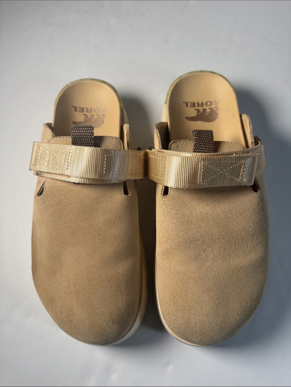 Sorel Kids Suede Slip-On Clogs in Beige